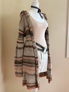 Vintage Y2K boho crochet cardigan duster knit sweater longline festival indie